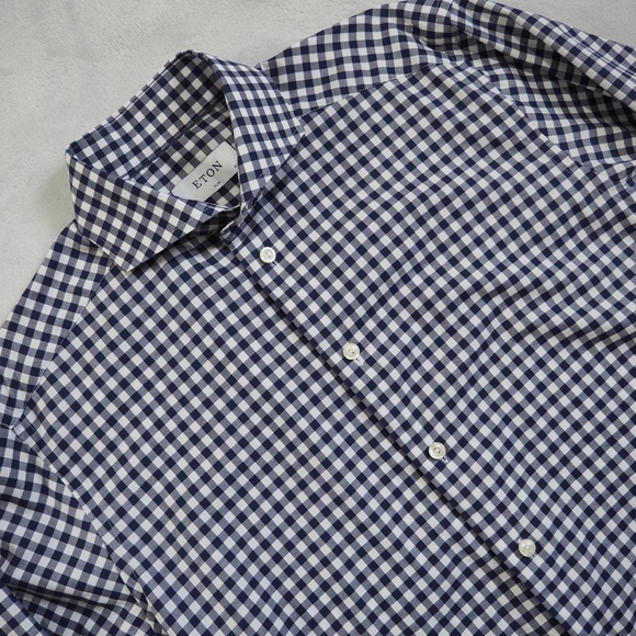 Eton Other - Eton Navy and White Gingham Button-Down Shirt